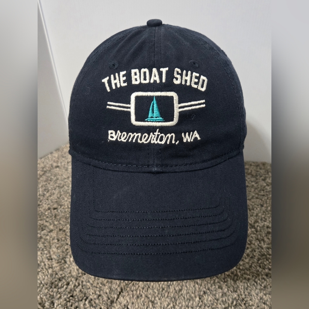 Navy Blue "The Boat Shed" Restaurant In "Bremerton, WA" Embroidered Cap